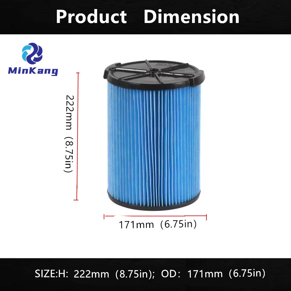 VF5000 微粉塵 3 層カートリッジ HEPA フィルター Ridgid 5-20 ガロン湿式/乾式掃除機用 (ブルー)