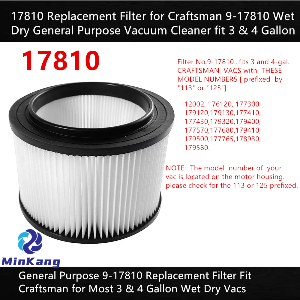 17810 交換カートリッジ HEPA フィルター クラフトマン用 9-17810 乾湿両用汎用掃除機 3 & 4 ガロン 1988 年製