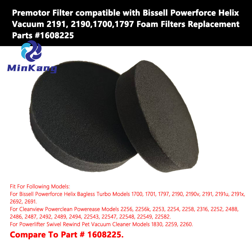 Bissell Powerforce Helix Vacuum 2191、2190、1700、1797 フォームフィルター交換用プレモーターフィルター、部品番号 1608225