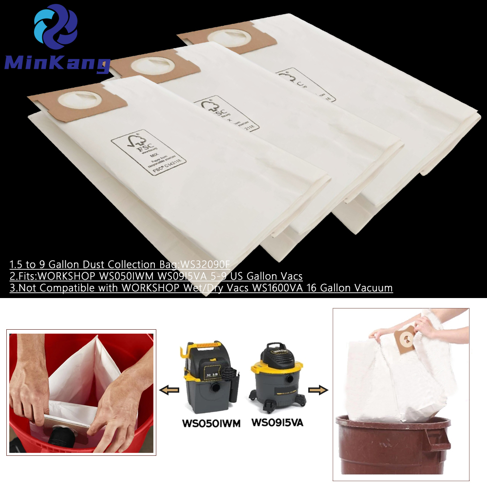 WS32090F 集塵バッグフィルター交換 WORKSHOP 5-9 米ガロン真空バッグ