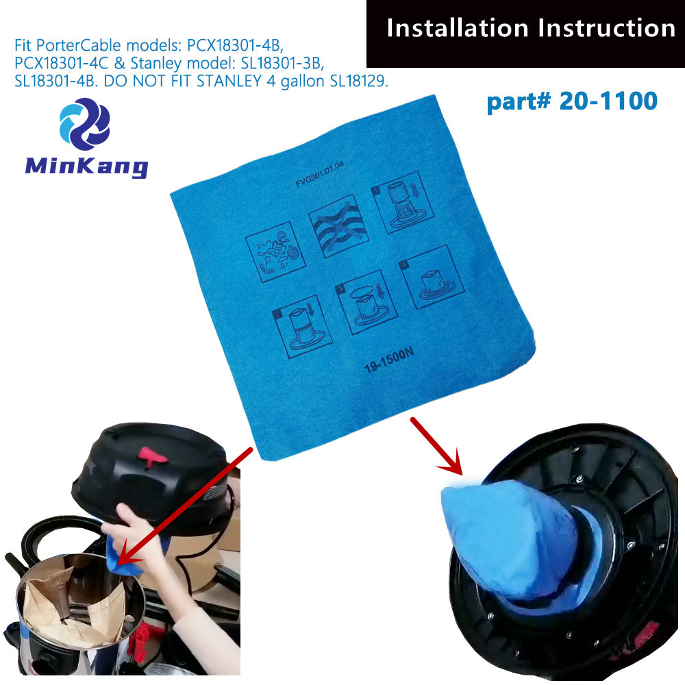 #20-1100 不織布再利用可能フィルター Stanley および PorterCable 4 ガロン湿式乾式掃除機部品用