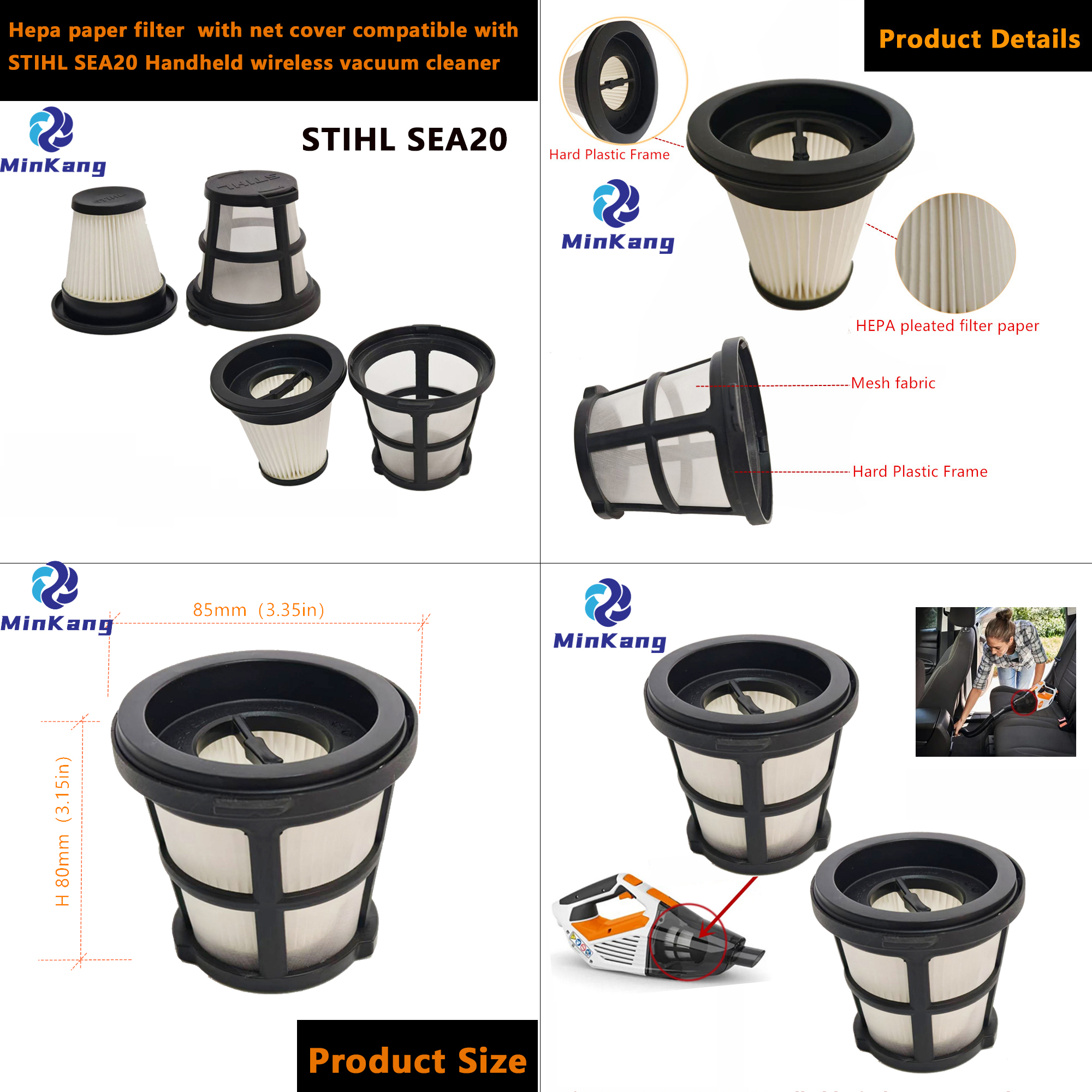 hepa ペーパーフィルターネットカバー STIHL SEA20 と互換性