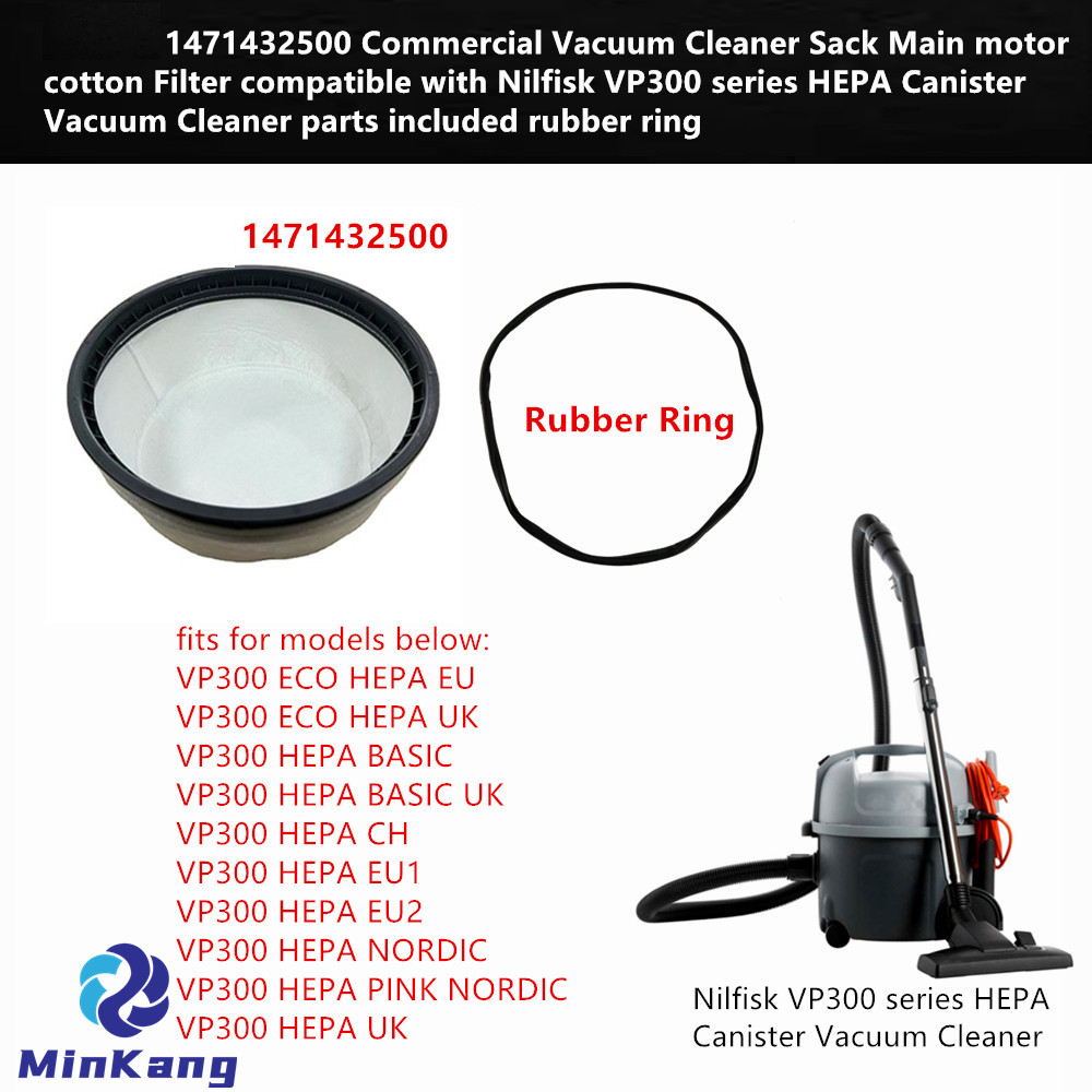 1471432500 商用袋 メインモーター綿 ニルフィスク VP300 シリーズ HEPA キャニスター用フィルター 掃除機部品付属 ゴムリング