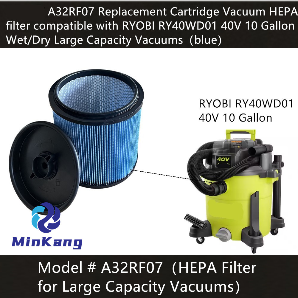 A32RF07 RYOBI RY40WD01 10 ガロン湿式/乾式大容量掃除機用交換カートリッジ真空 HEPA フィルター（ブルー）