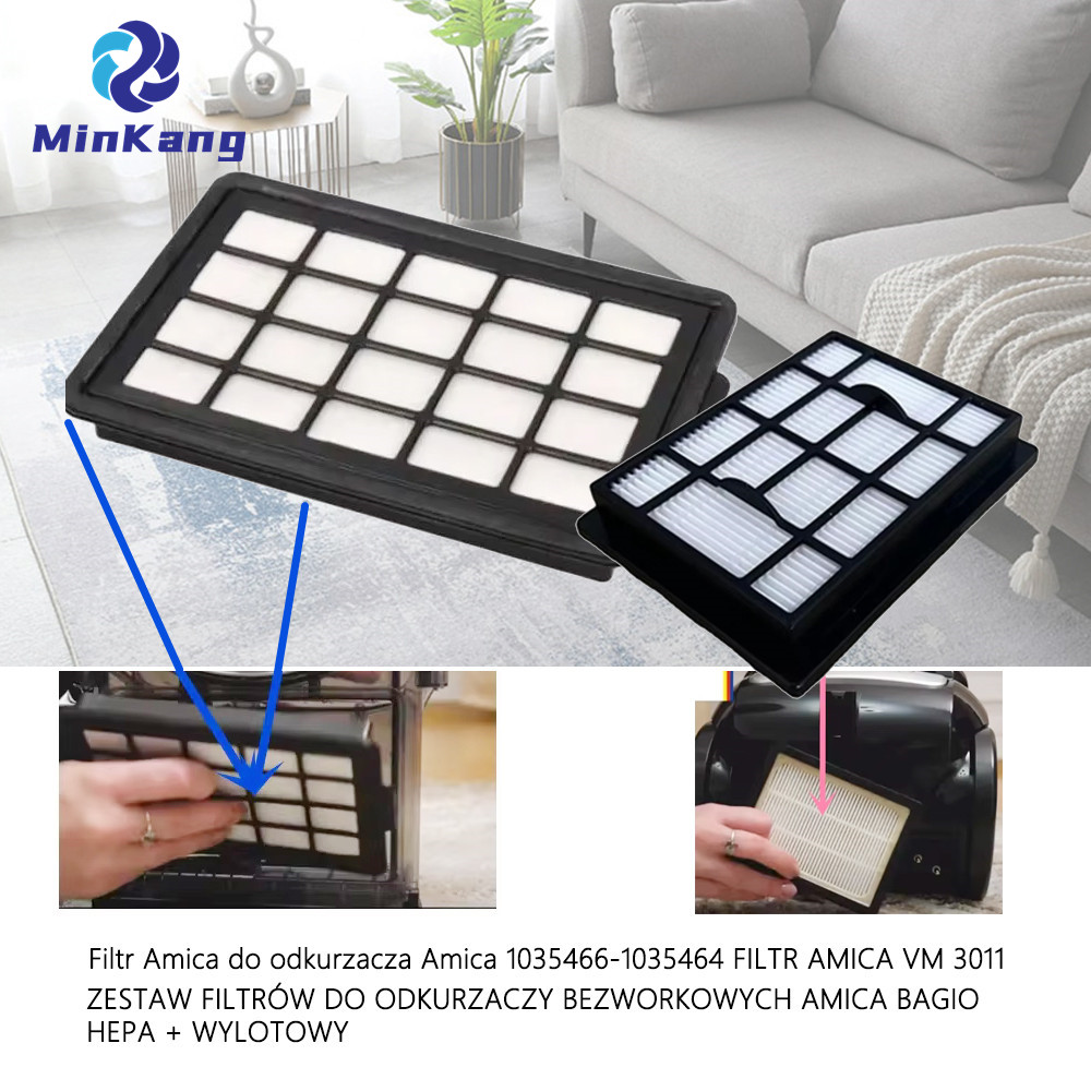 真空HEPAフィルターFiltr 1035464 1035466 for Amica Bagio Ecoシリーズ真空クリーナーVM3011 VM3021