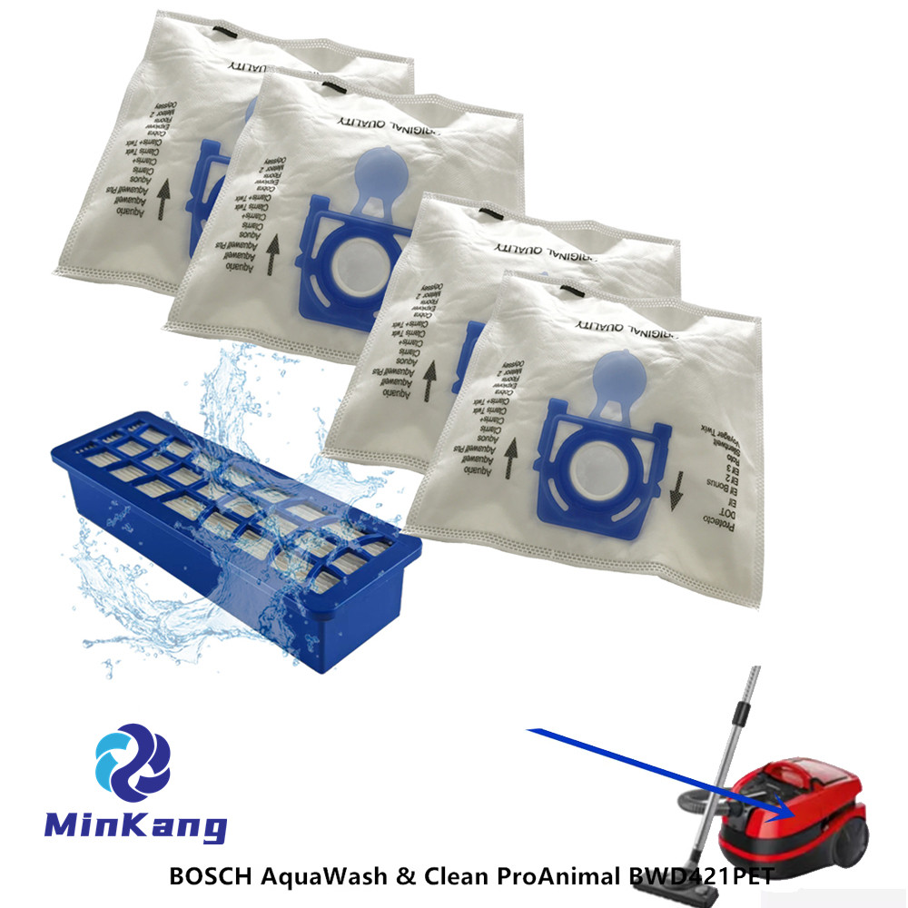 Bosch Aquawash&Clean Prohygienic Wet&Dry BWD420HYG真空用のHEPAフィルターとダストバッグ