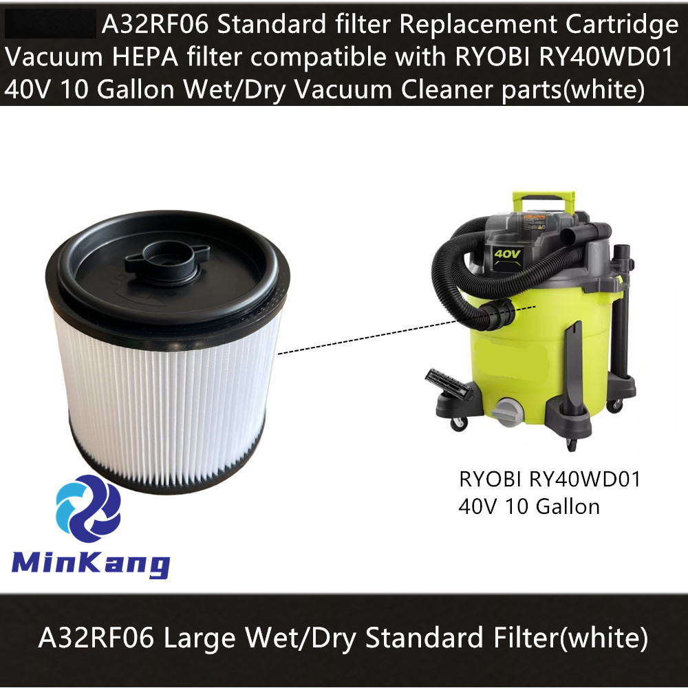 A32RF06 標準フィルター交換カートリッジ真空 HEPA フィルター RYOBI RY40WD01 10 ガロン湿式/乾式掃除機部品 (白)