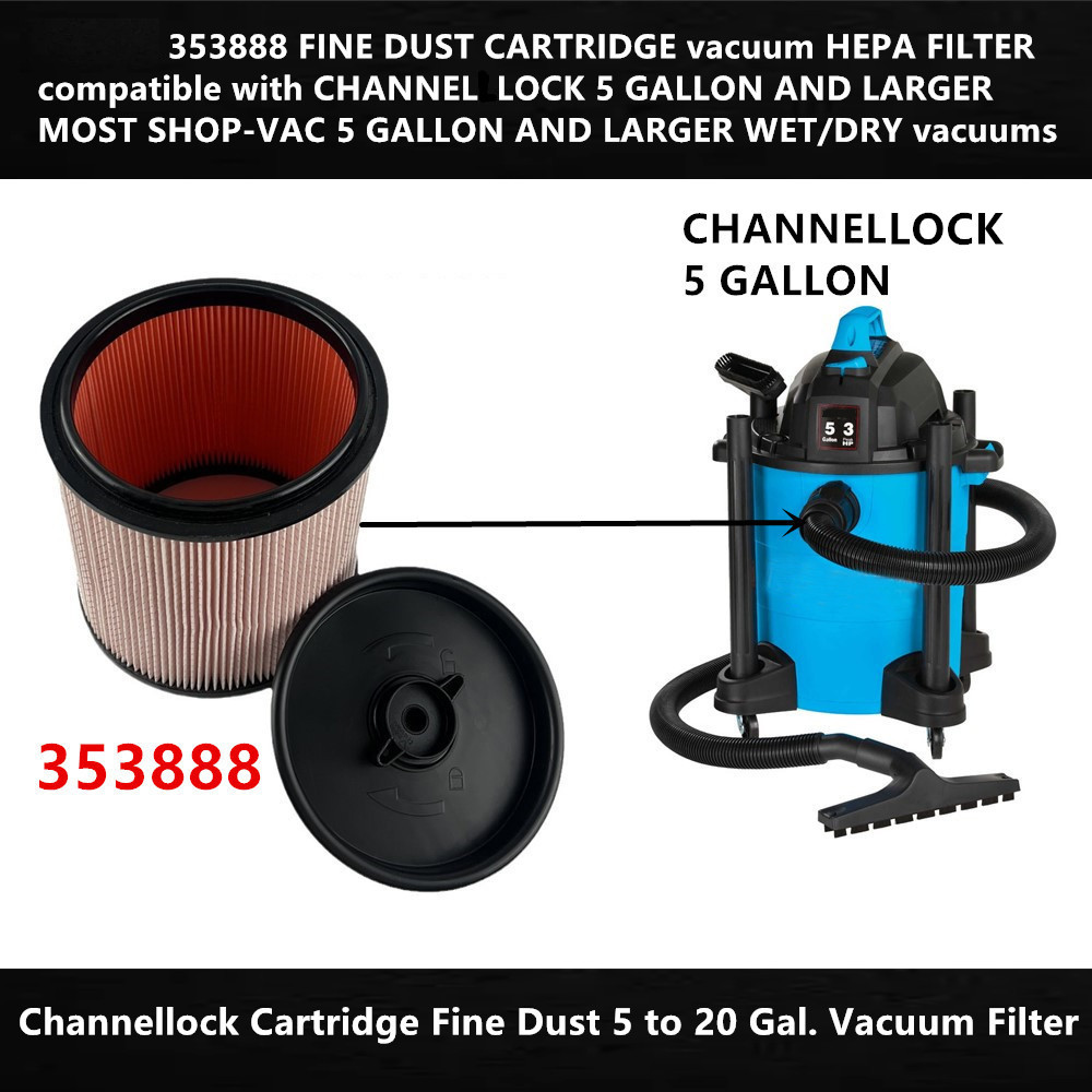  CHANNELLOCK 5 ガロンおよび最も大型の SHOP-VAC 掃除機用のファインダストカートリッジ真空 HEPA フィルター