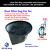 Vacmaster VOC1560SW 乾湿両用掃除機用ダストフィルターバッグ 38L OD:320mm