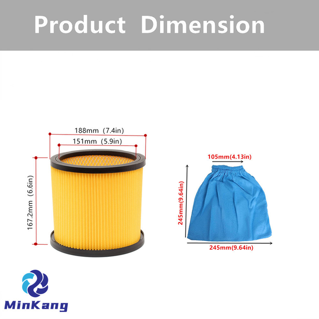 ロック蓋付きカートリッジ真空HEPAフィルター、パークサイド蓋用テキスタイルフィルターバッグドライフィルター湿式および乾式掃除機用