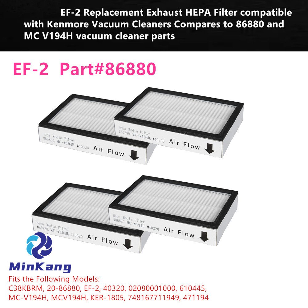 Kenmore 掃除機用 EF-2 交換用排気 HEPA フィルター 86880 および MC V194H 掃除機部品との比較